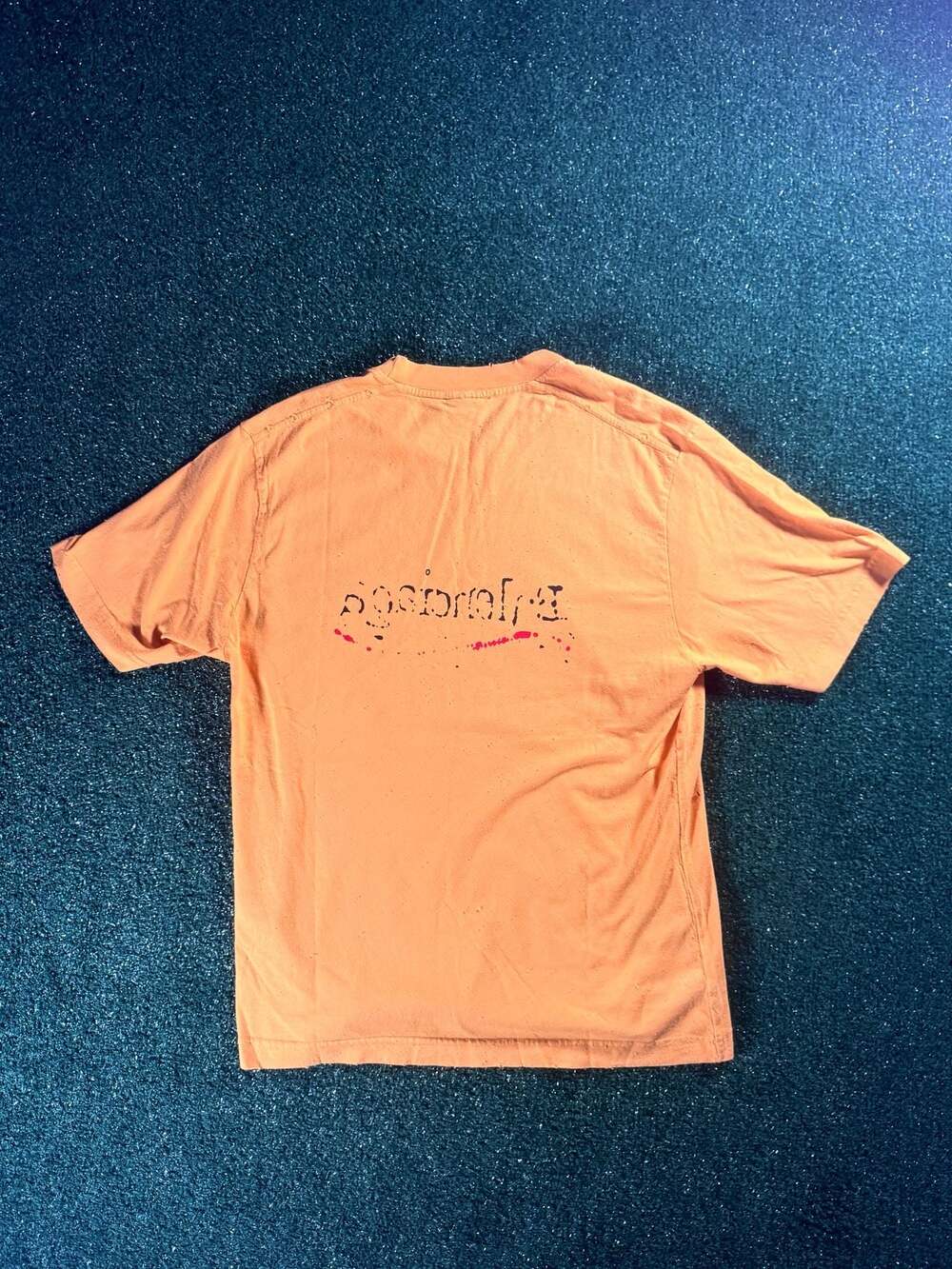 Balenciaga Hand-Drawn Logo Distressed T-Shirt Orange Size M - Picture 2 of 6